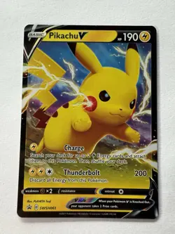 Pokemon TCG Pikachu V SWSH Black Star Promos SWSH061 Holo Promo - Image 1