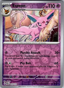 Espeon 033/131 Holo Rare Prismatic Evolutions Pokemon Reverse Holo Near Mint - Image 1