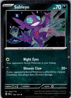 Sableye 136/193 Rare Paldea Evolved Pokemon Holo Near Mint - Image 1