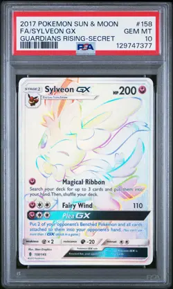 2017 POKEMON SUN & MOON GUARDIANS RISING SECRET #158 FULL ART/SYLVEON GX PSA 10 - Image 1