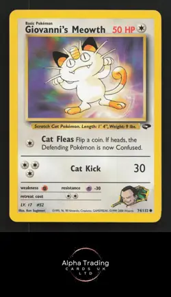 Giovanni's Meowth 74/132 Common Gym Challenge Pokemon Unlimited Lightly Played - Image 1