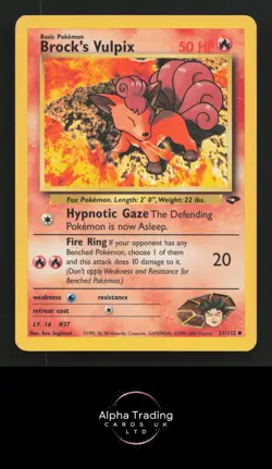 Brock's Vulpix 37/132 Uncommon Gym Challenge Pokemon 1st Edition MP - Image 1
