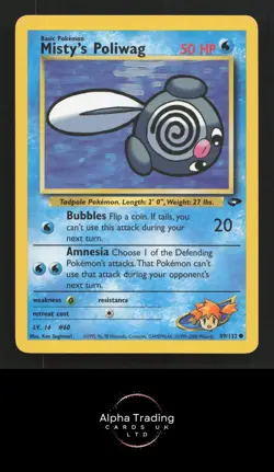 Misty's Poliwag 89/132 Common Gym Challenge Pokemon Unlimited Lightly Played - Image 1