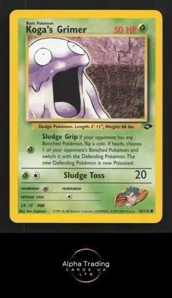 Koga's Grimer 78/132 Common Gym Challenge Pokemon Unlimited Lightly Played - Image 1