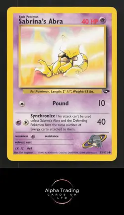 Sabrina's Abra 93/132 Common Gym Challenge Pokemon Unlimited Lightly Played - Image 1
