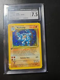 Pokemon 1999 Base Set Machamp 1st Edition Shadowless #8/102 Holo CGC 7.5 - Image 1