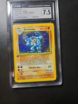 Pokemon 1999 Base Set Machamp 1st Edition Shadowless #8/102 Holo CGC 7.5 - Image 3