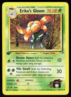 Erika's Gloom 46/132 Uncommon Gym Heroes 1st edition Pokemon NM 01-03-105 - Image 1