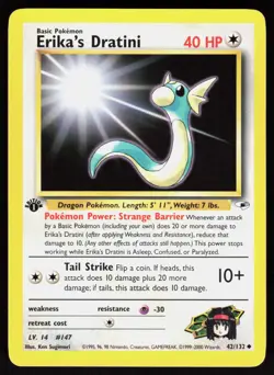 Erika's Dratini 42/132 Uncommon Gym Heroes 1st edition Pokemon NM 01-03-117 - Image 1