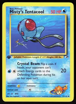 Misty's Tentacool 57/132 Uncommon Gym Heroes 1st edition Pokemon NM 01-03-163 - Image 1
