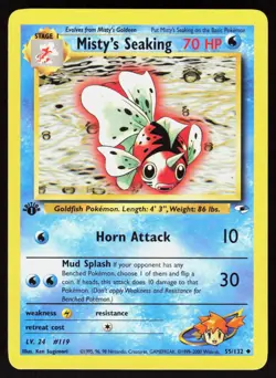 Misty's Seaking 55/132 Uncommon Gym Heroes 1st edition Pokemon NM 01-03-177 - Image 1