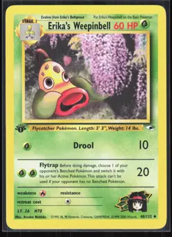 Erika's Weepinbell 48/132 Uncommon Gym Heroes Pokemon 1st Edition 1-11-76 - Image 1