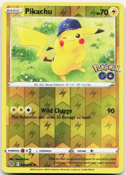 Pikachu 028/078 Holo Rare Pokemon GO Pokemon Reverse Holo Heavily Played - Image 1