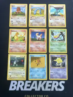Base Set Vintage Shadowless Pokemon 9 Card Lot - Charmander, Weedle & Onix - Image 1