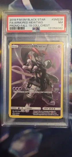 Armored Mewtwo SM228 Black Star Promo English Pokemon 2019 Sun & Moon PSA 7 - Image 1