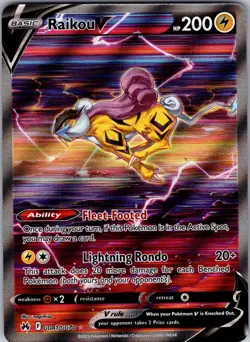 POKEMON TCG CROWN ZENITH GALARIAN GALLERY RAIKOU V GG41/GG70 HOLO HOLO NM/M - Image 1