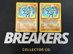 1999 Base Set Vintage Pokemon 2 Card Lot: Holo 1st Edition Machamp 8/102 x2 - Image 1