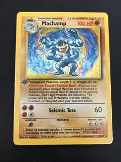 1999 Base Set Vintage Pokemon 2 Card Lot: Holo 1st Edition Machamp 8/102 x2 - Image 2