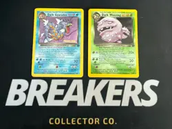1999 Rocket Vintage Pokemon Card Lot: Holo Dark Gyarados 8/82 & Weezing 14/82 - Image 1