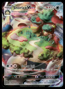 Pokemon Cards Snorlax VMAX 142/202 Sword & Shield Holo VMAX Rare NM - Image 1