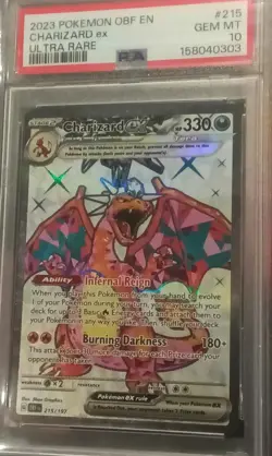 Pokemon Card - PSA 10 Charizard EX 215/197 - Obsidian Flames - GEM MT - PSA10 - Image 1