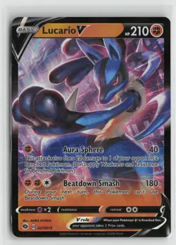 Lucario V 027/073 Holo V Rare Champion's Path Pokemon NM - Image 1