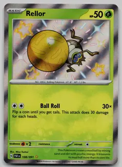 Rellor 108/091 Shiny Rare Paldean Fates Pokemon Holo Near Mint - Image 1