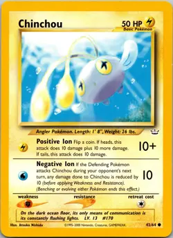 Chinchou 42/64 Neo Revelation Pokemon TCG NM - Image 1