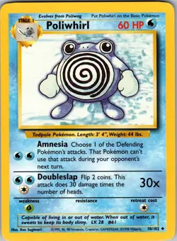 Poliwhirl 038/102 Base Set Pokemon NM - Image 1