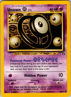 Unown [O] 69/75 Neo Discovery Pokemon TCG NM - Image 1