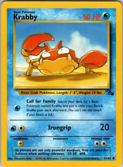 Krabby 51/62 Fossil Pokemon TCG NM - Image 1