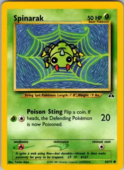 Spinarak 64/75 Neo Discovery Pokemon TCG NM - Image 1
