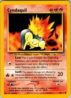 Cyndaquil (56) 056/111 Neo Genesis Pokemon TCG LP - Image 1