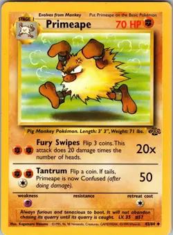 Primeape 43/64 Jungle Pokemon NM Unlimited - Image 1