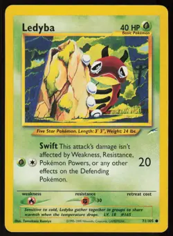 Ledyba 71/105 Common Neo Destiny Pokemon Unlimited Damaged - Image 1