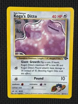 Pokemon TCG Koga's Ditto 10/132 Gym Challenge Holo Unlimited Rare - Damaged - Image 1