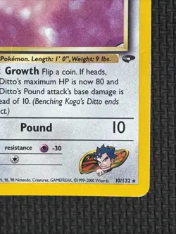 Pokemon TCG Koga's Ditto 10/132 Gym Challenge Holo Unlimited Rare - Damaged - Image 4