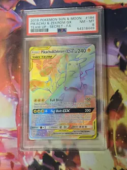 Pokemon PSA 8 NM-MT Pikachu & Zekrom GX 184/181 Team Up Secret Holo 2019 S#5496 - Image 1