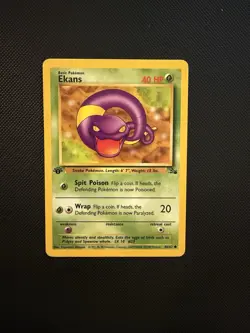 Ekans 46/62 Common Fossil Pokemon TCG 1st Edition WOTC Vintage LP - Image 1