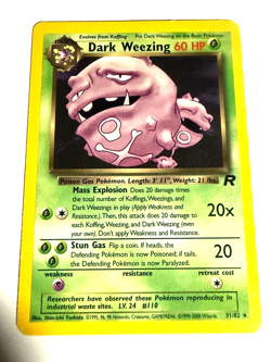 Dark Weezing 31/82 Pokemon Team Rocket 2000 Non-Holo Rare Unlimited WOTC - Image 1