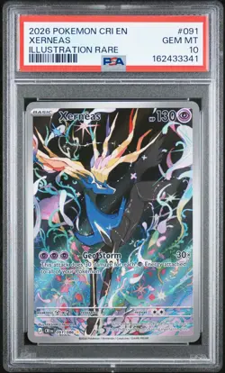 2026 POKEMON CRI EN-CHAOS RISING ILLUSTRATION RARE #091 XERNEAS PSA 10 - Image 1