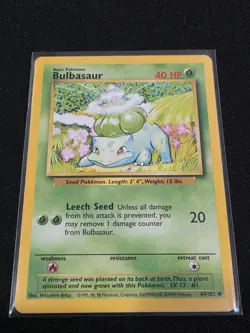 BULBASAUR 44/102 Common Base Set Unlimited Pokemon Lightly Played - Image 1