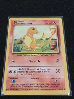 CHARMANDER 46/102 Common Base Set Unlimited Pokemon Lightly Played - Image 1