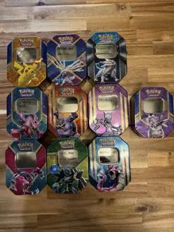 Pokemon EMPTY Mewtwo, Charizard Pikachu & Various Tin Lot Of 10 - Image 1