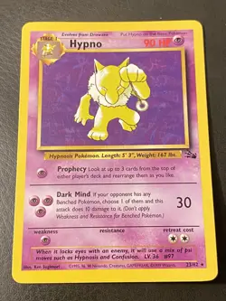 Hypno 23/62 - 1st Edition Fossil Set Non Holo Rare Pokemon Card NM - Image 1