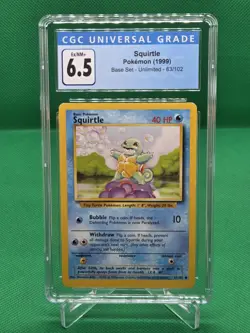 Pokemon Base Set Unlimited Squirtle 63/102 CGC Ex/NM+ 6.5 - Image 1