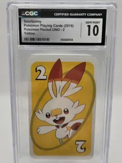 2019 Pokemon Playing Cards UNO 2 Scorbunny Yellow Cgc 10 - Image 1