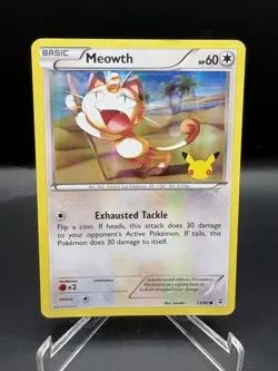 Pokemon TCG Meowth 53/83 Generations 20th Anniversary Promo Holo Card MP - Image 1