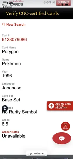 Pokemon Cool PORYGON Nintendo 64 CD Promo Card Japanese HOLO N64 1997 CGC 8.5 - Image 4