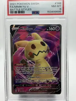 2021 Pokemon SWSH Battle Styles - #148 Full Art Mimikyu V Holo - PSA 8 - Image 2